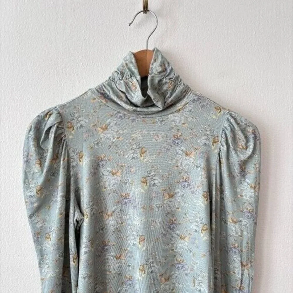 LoveShackFancy Vienna Turtleneck Top in Sky Gray
